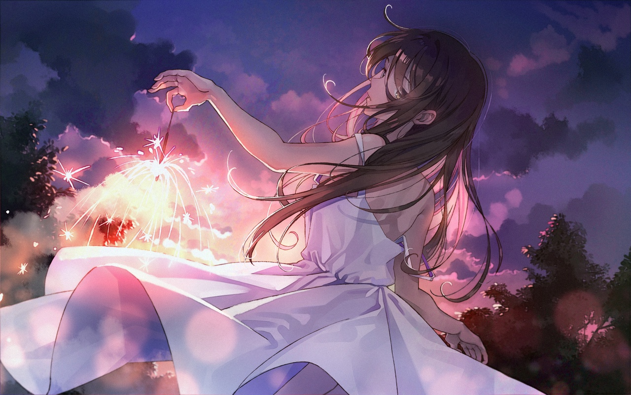 線香花火を持った少女 - UNJEM
